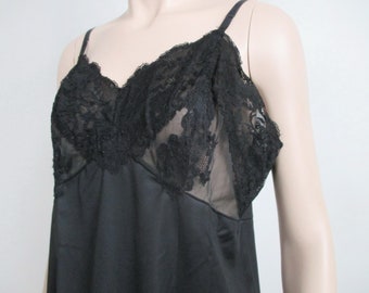 Black Slip Nylon with Lace Trim Bust 38"