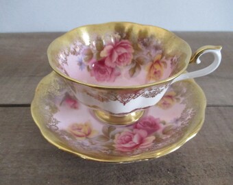 Royal Albert Tea Cup and Saucer Pink Gold Portrait Series made in England