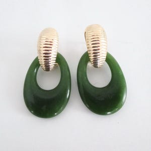 Jade Pierced Earrings Door Knocker Style Choose Gold or Silver
