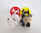 4 Scottie Westie Terrier Dog Glass Buttons