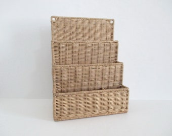 Wicker Letter Organizer Mail Magazines Office Store Display Hanging or Freestanding