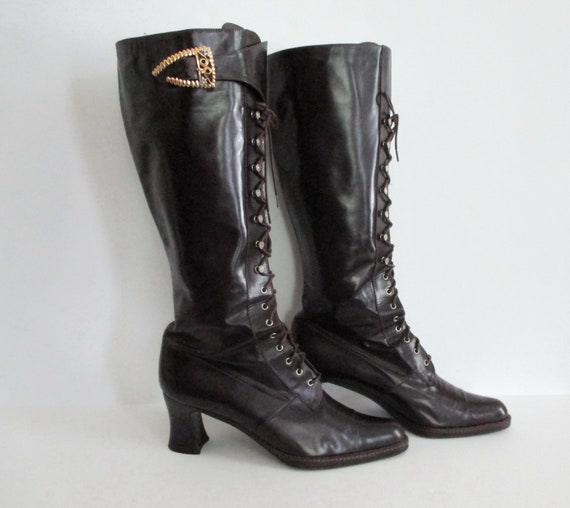 Leather Lace Up Boots Made in Italy by Pollini 1990s … Gem