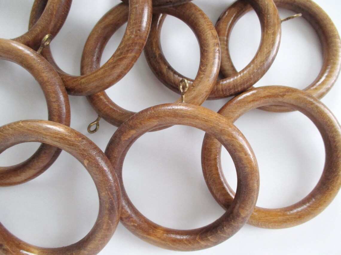 Large Wood Curtain Rings 35/8 Drapery Hardware Upcycle Etsy