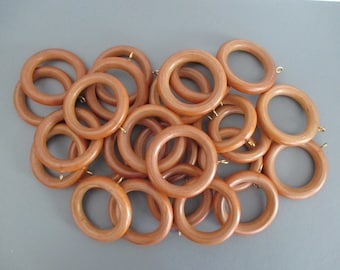 25 Wood Curtain Rings 1-3/4" inner diameter Vintage Drapery Hardware Upcycle Repurpose