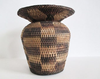 Handmade Basket Vase Finely Woven Indigenous Native