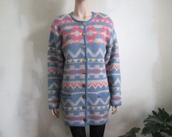 Wool Cardigan Sweater Franco Valeri 1990s Hong Kong Size L