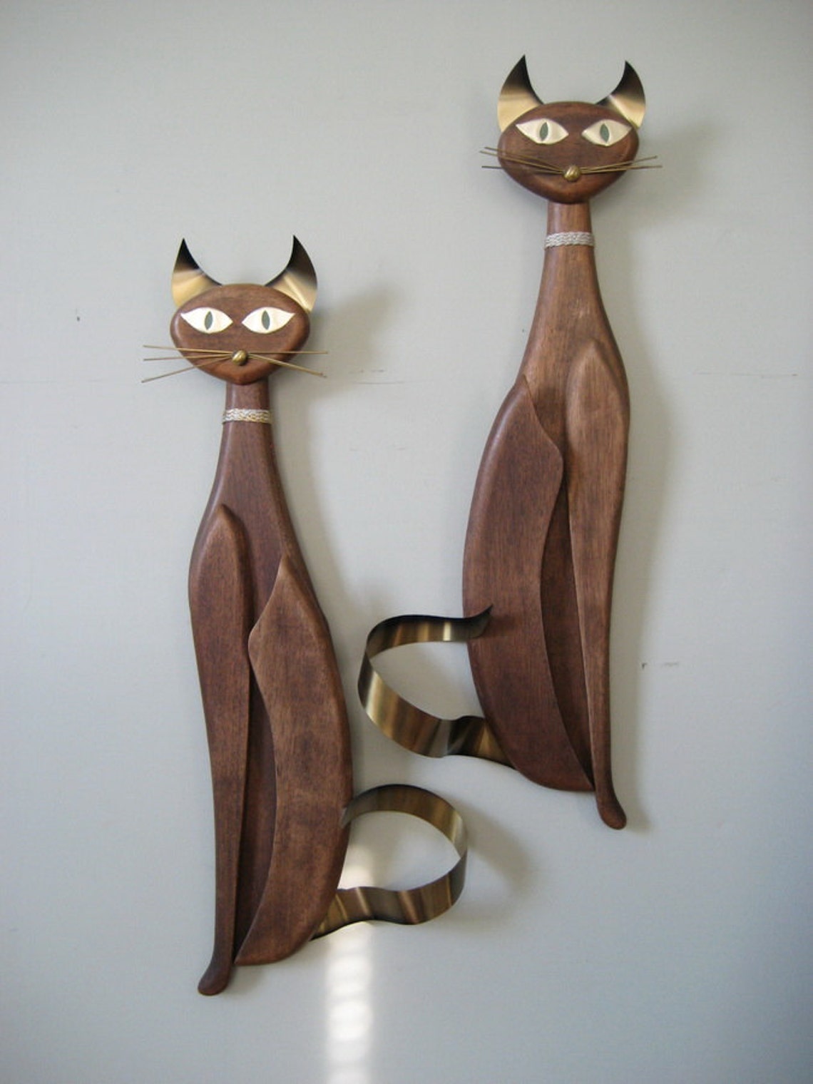 Pair Siamese Cats Wood Wall Hangings Masketeers 1961 Etsy