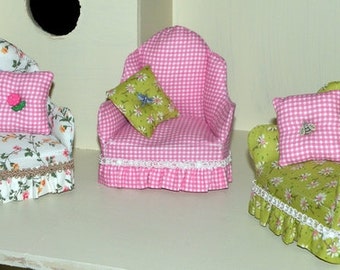PDF Pattern for a Comfy Cottage Chair for Hitty and other 5&quot; to 8&quot; Dolls Instant Download