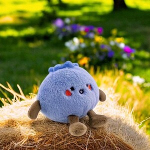Almohada Peluche Arándano Kawaii - 18x22cm (Franela Suave, Relleno De Algodón)