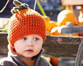 Crochet pumpkin hat 0-6 6-12 12-18 12-24 2t 3t 4t 5 6 7 8 9 teen youth adult