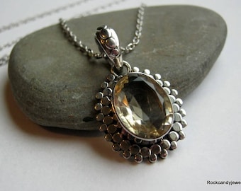Sterling Silver Citrine Gemstone Necklace-Rockcandyjewellery