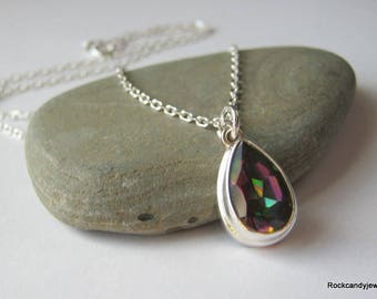 Sterling silver Mystic Topaz Gemstone pendant necklace-Rockcandyjewellery