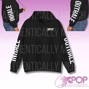Inhale Outhale KPCI Unisex Heavy Blend™ Hooded Sweatshirt, Robin Rambles, KPop Corporate Inc. Merch, KPCI Gives Back, Kpop Fan Merch