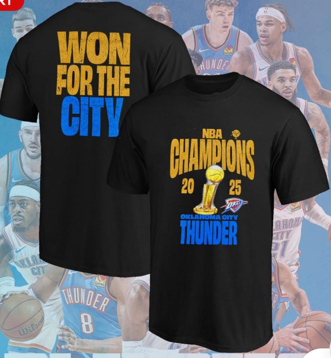 Camiseta unisex para adultos del campeonato Oklahoma City Thunder de la NBA 2025