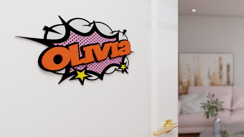 Custom Comic Book Style Door Sign – Personalize Background & Name ...