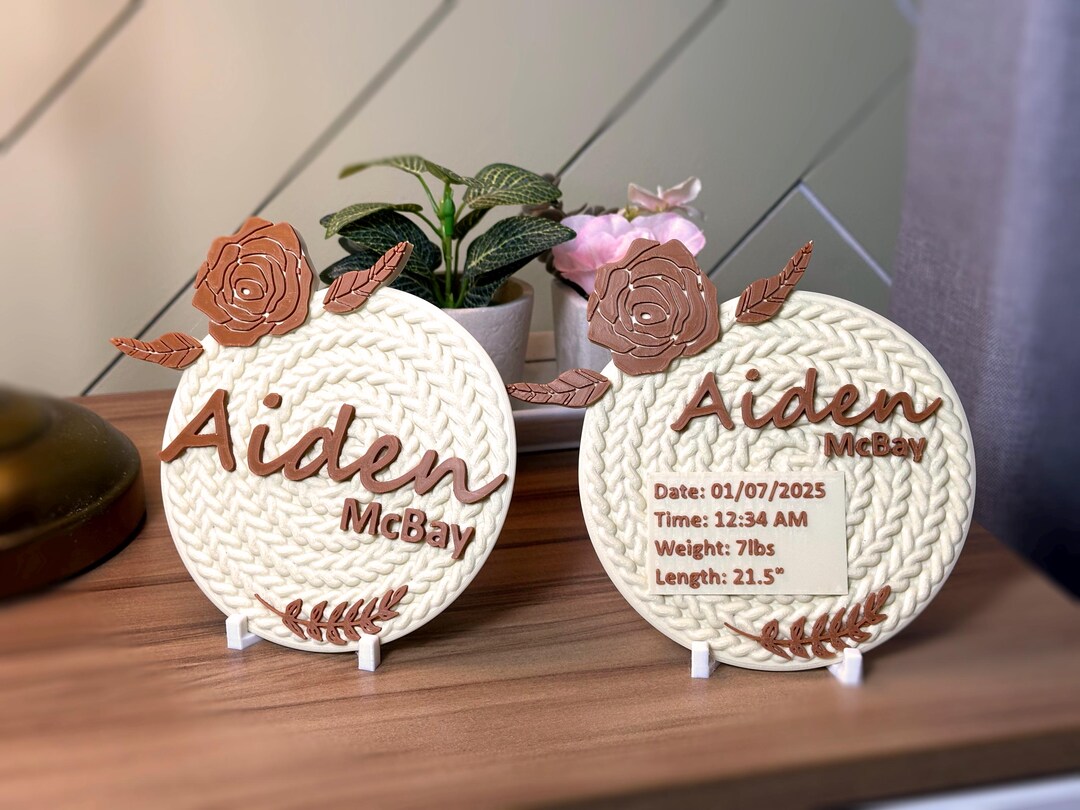 Personalized 3D Printed Baby Name Sign: Birth Stats, Nursery Decor - Etsy
