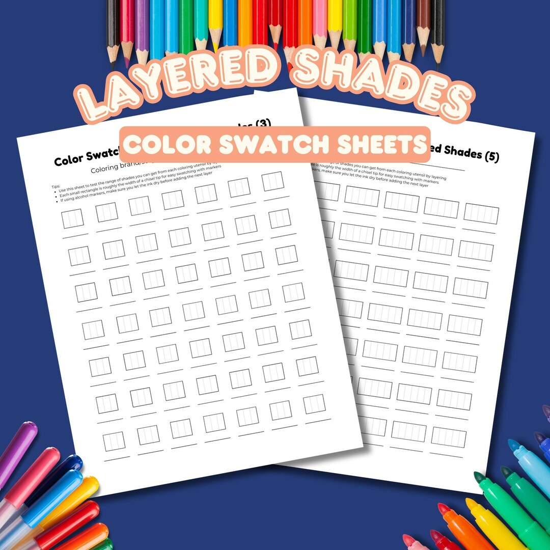 Layered Shades Color Swatch Template, Shading Swatch Charts for Alcohol ...