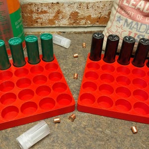 Pair of 12 Gauge Shot Shell Reloading Tray/Block 25 Shells- multiple colors available