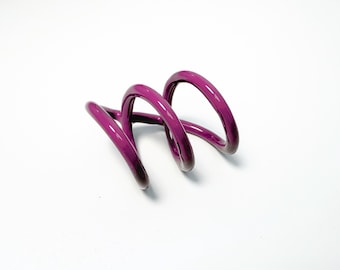 Anillo espiral de esmalte rojo hecho a mano - Joyería moderna de cerámica