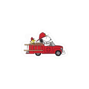 Firefighter Snoopy Sticker for Laptop, Car, Water Bottle, Phone, Gift, Firefighter Appreciation
