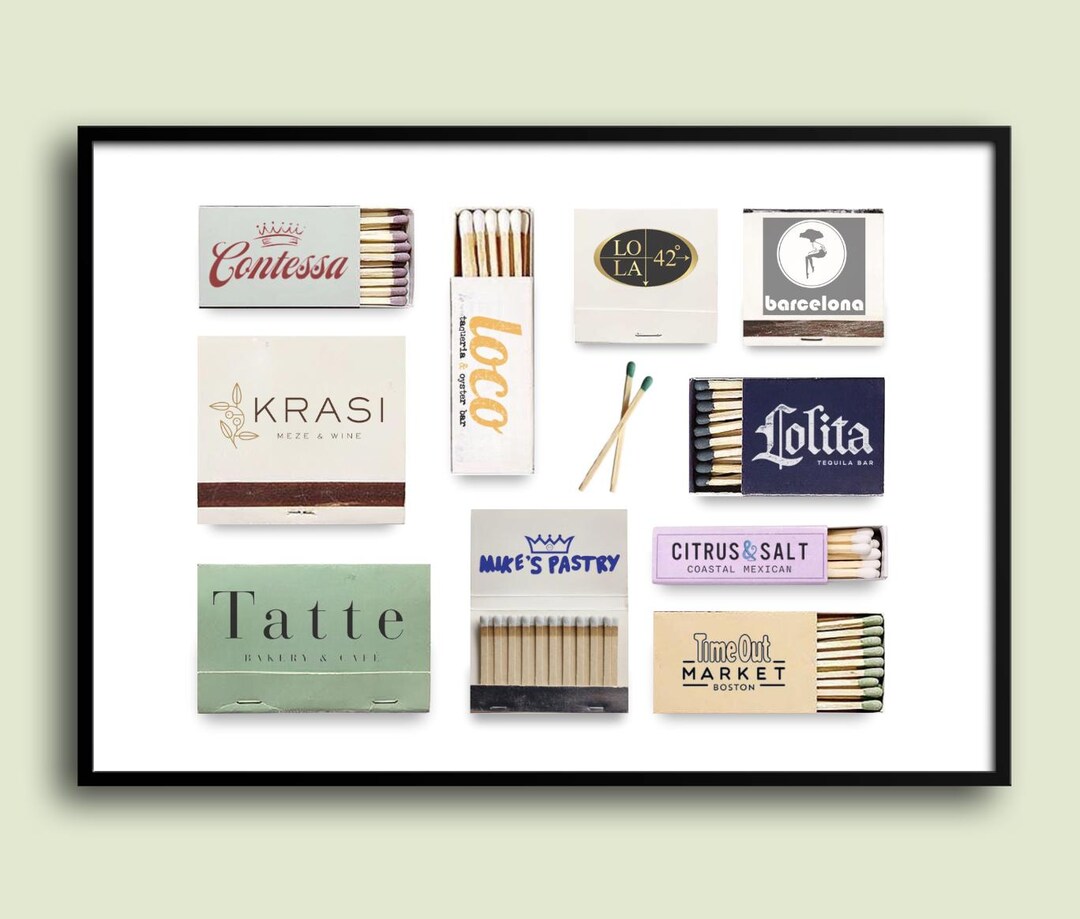Boston Matchbox Art | Digital Download Wall Art | Boston Restaurant ...