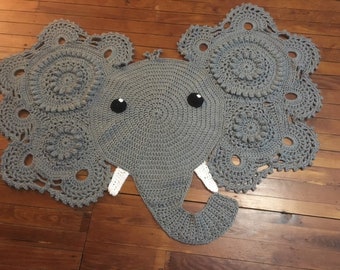 Crocheted Jeffrey Elephant Rug- Nursery Accent