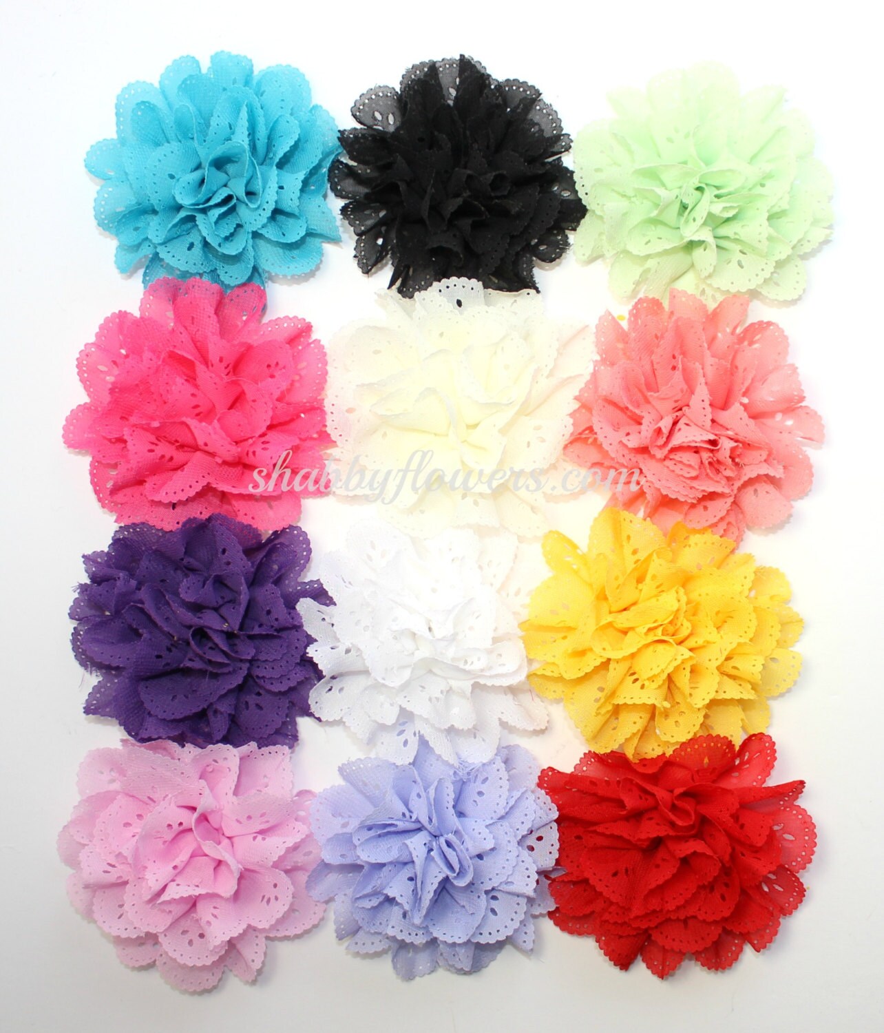 Eyelet flowers DIY wholesale headband supplies 3 inch flower | Etsy