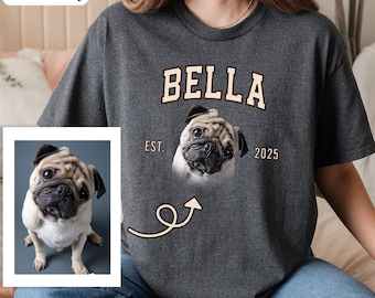 Custom Dog Face Shirt, Personalized Pet Tshirt with Name, Custom Dog Portrait Shirt, Gift For Dog Owners, Dog Photo Tee, Dog Mom Gift