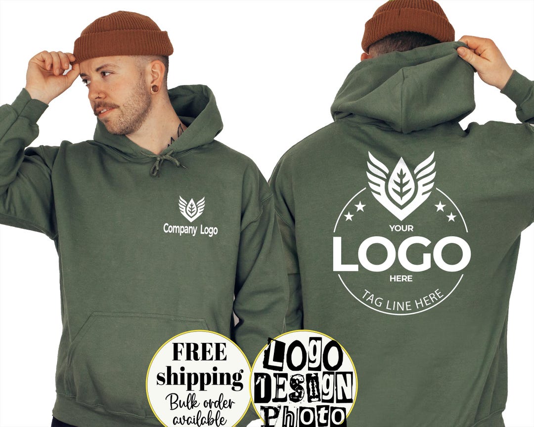 Custom Logo Hoodie, Personalized Logo Sweatshirt, Your Business Logo or Brand Logo, Front 