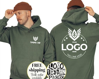 Custom Logo Hoodie, Personalized Logo Sweatshirt, Your Business Logo or Brand Logo, Front and Back Logo Sweatshirt, Team Logo Company Shirts