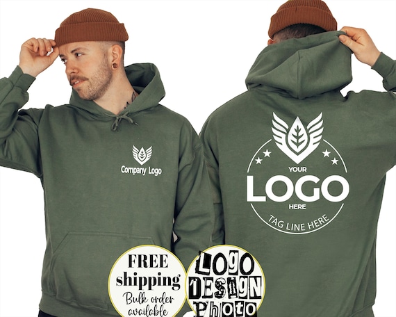 Custom Logo Hoodie, Personalized Logo Sweatshirt, Your Business Logo or Brand Logo, Front and Back Logo Sweatshirt, Team Logo Company Shirts