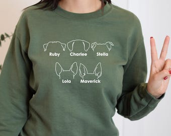 Custom Dog Ears Sweatshirt,  Personalized Dog Sweater, Dog Dad Gift, Cat Mom Gifts, Dog Lover Hoodie, Dog Mom Sweatshirt, Pet Lover Gift