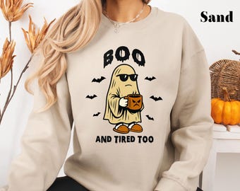 Halloween Ghost Sweatshirt, Boo Halloween Hoodie, Cute Spooky Season Sweater, Retro Boo Crewneck, Funny Halloween Gift, Fall Sweatshirt