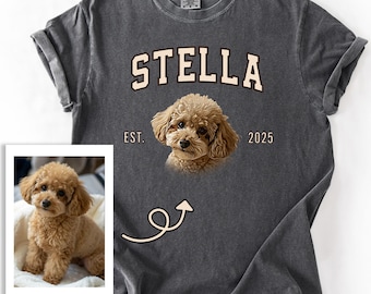 Comfort Colors Custom Dog Face Shirt, Personalized Pet Tshirt with Name, Custom Dog Portrait Shirt, Gift for Dog Owners, Dog Photo Tee