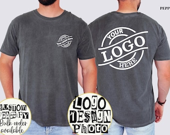Comfort Colors Custom Logo T-Shirt: Personalized Text & Photo, Custom Design Shirt Tshirt, Your Business Logo or Brand Logo Shirt for Gifts