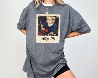 Custom Vintage Photo and Year Shirt, Personalized 40th Birthday Gift Custom Birthday Shirt, With Retro Picture 30th 50th Birthday Party Gift