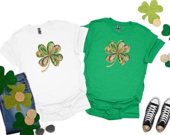 St Patrick's Four Leaf Clover Shirt for Women, Cute St Patrick Tshirt, Vintage St Patrick's Day, Shamrock Shirt, Gift For St Patricks Women