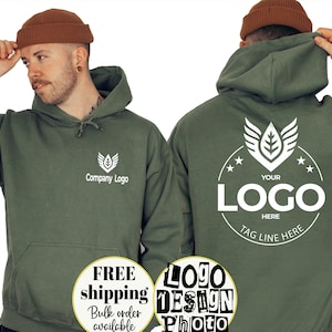 Custom Logo Hoodie, Personalized Logo Sweatshirt, Your Business Logo or Brand Logo, Front and Back Logo Sweatshirt, Team Logo Company Shirts
