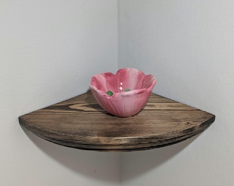 Rustic Wood Corner Shelf, Floating Wall, Farmhouse Style