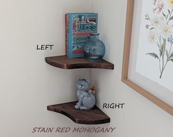 Modern Floating Corner Shelf - Floating Shelf - Round Wooden Floating Shelf - Rustic Wooden Corner Shelf - Modern Farmhouse Corner Shelf