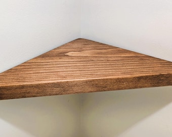 Triangular Corner Shelf: Solid Wood Floating Shelf
