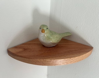 Corner Shelf with radius — Solid OAK, Natural Finish (Optional Cable Hole)