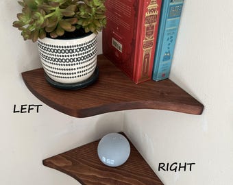 Minimalist Corner Shelf, Rounded Edge, Modern Farmhouse Style