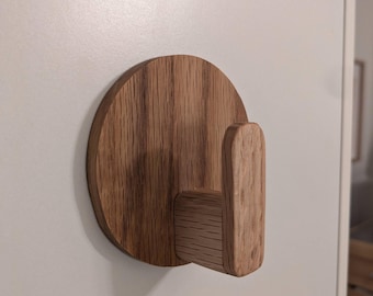 Oak Wood Wall Hook: Modern Self-Adhesive Peg Hanger