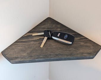 Estantería esquinera pentagonal, madera maciza, decoración moderna de estilo rústico, estilo minimalista.