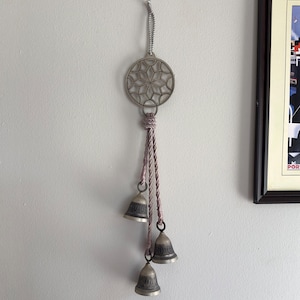 Vintage Hanging Bells | Bohemian Outdoor Wind Chimes | Macrame Bell Set Decor