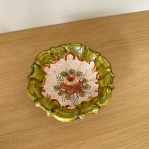 Vintage Porcelain Italian Handpainted Ornate Floral Plate | Wall Hanging Florentine Mini Plate / Trinket