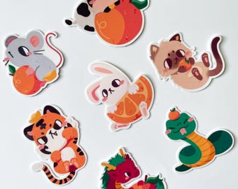 Chinese Zodiac Animal Glossy Vinyl Sticker