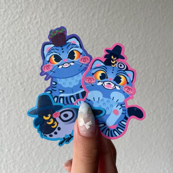 Tiger and Magpie Glossy Stickers
