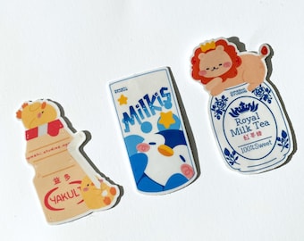 Asian Convenience Store Drinks Glossy Vinyl Die Cut Sticker
